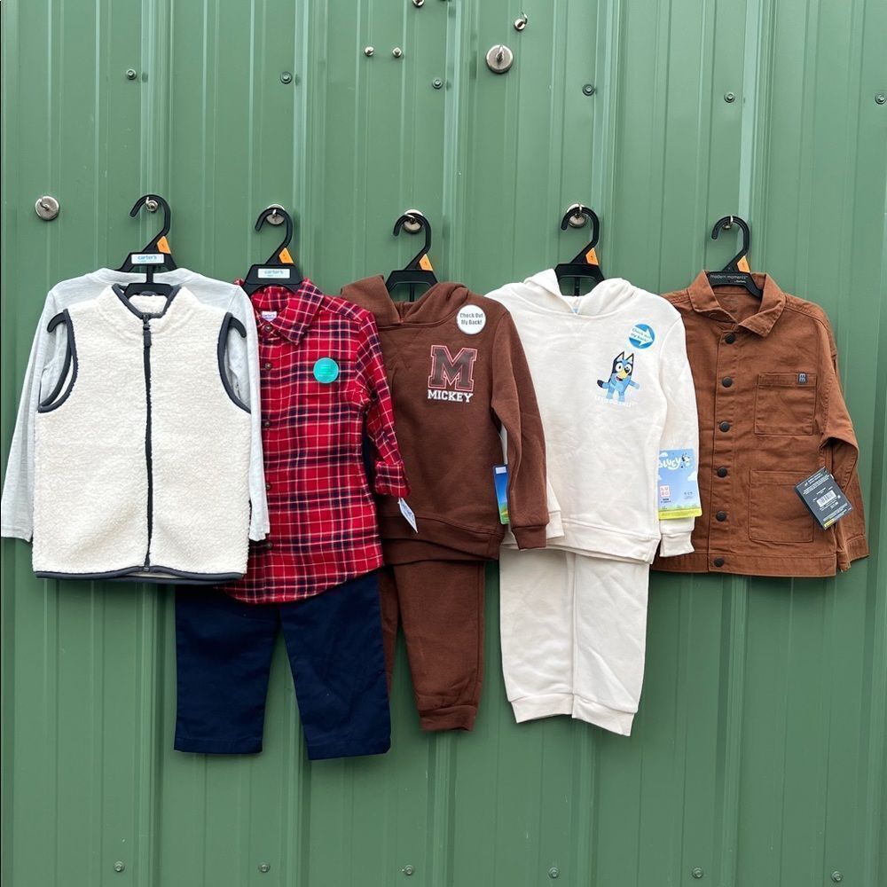 Toddler Boys Sweat Outfits Button Down Shirt & Pants 9-Piece Set Size 4T
